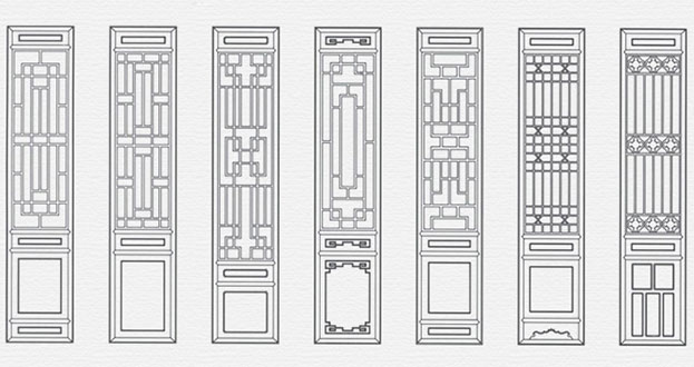 漠河常用中式仿古花窗图案隔断设计图